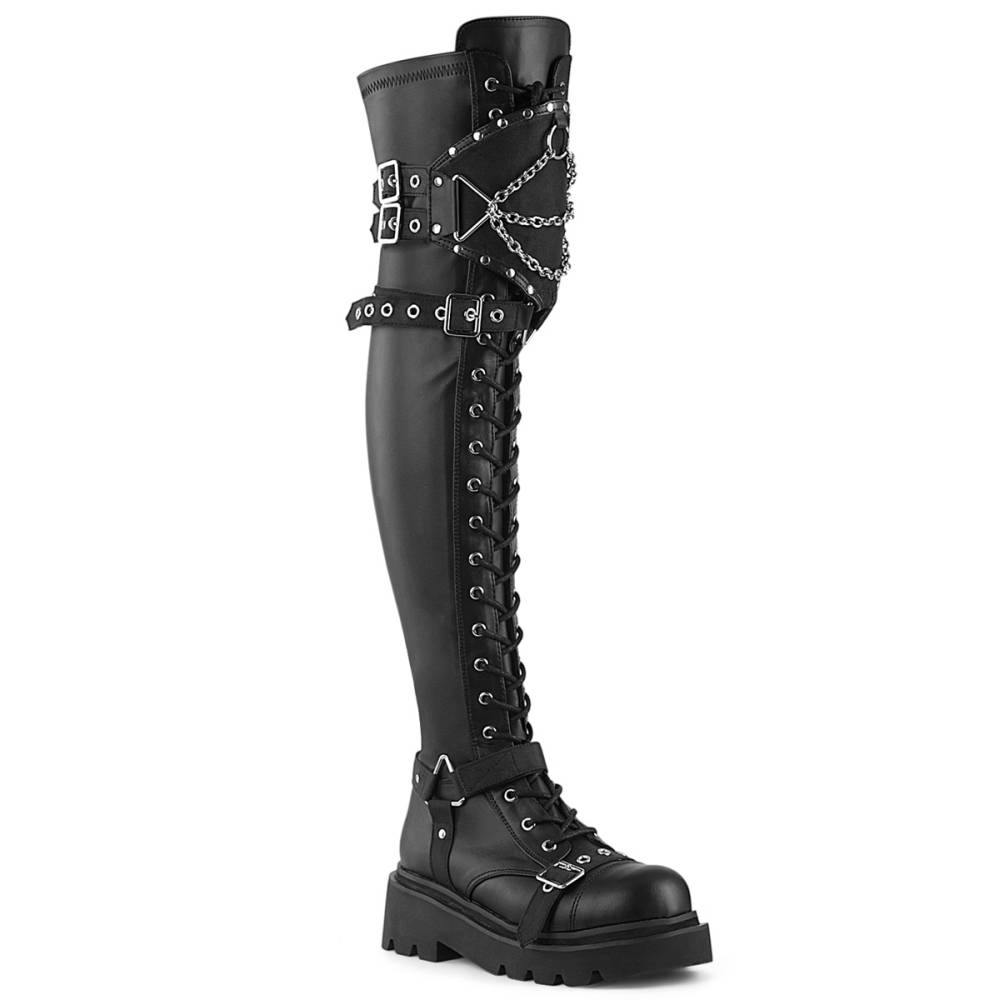 DemoniaCult - RENEGADE-320 Plateau overknee Laarzen - Zwart